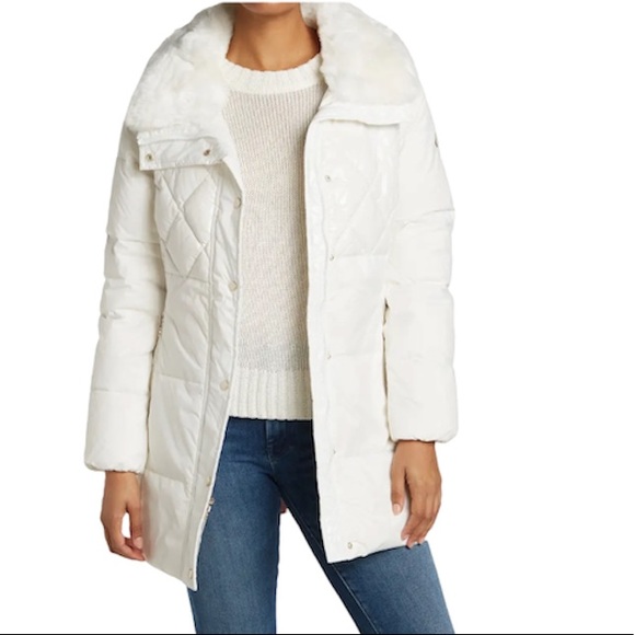 ♠️kate spade Quilted Feather & Down Puffer Coat, Cream Combo NWT - Picture 6 of 14